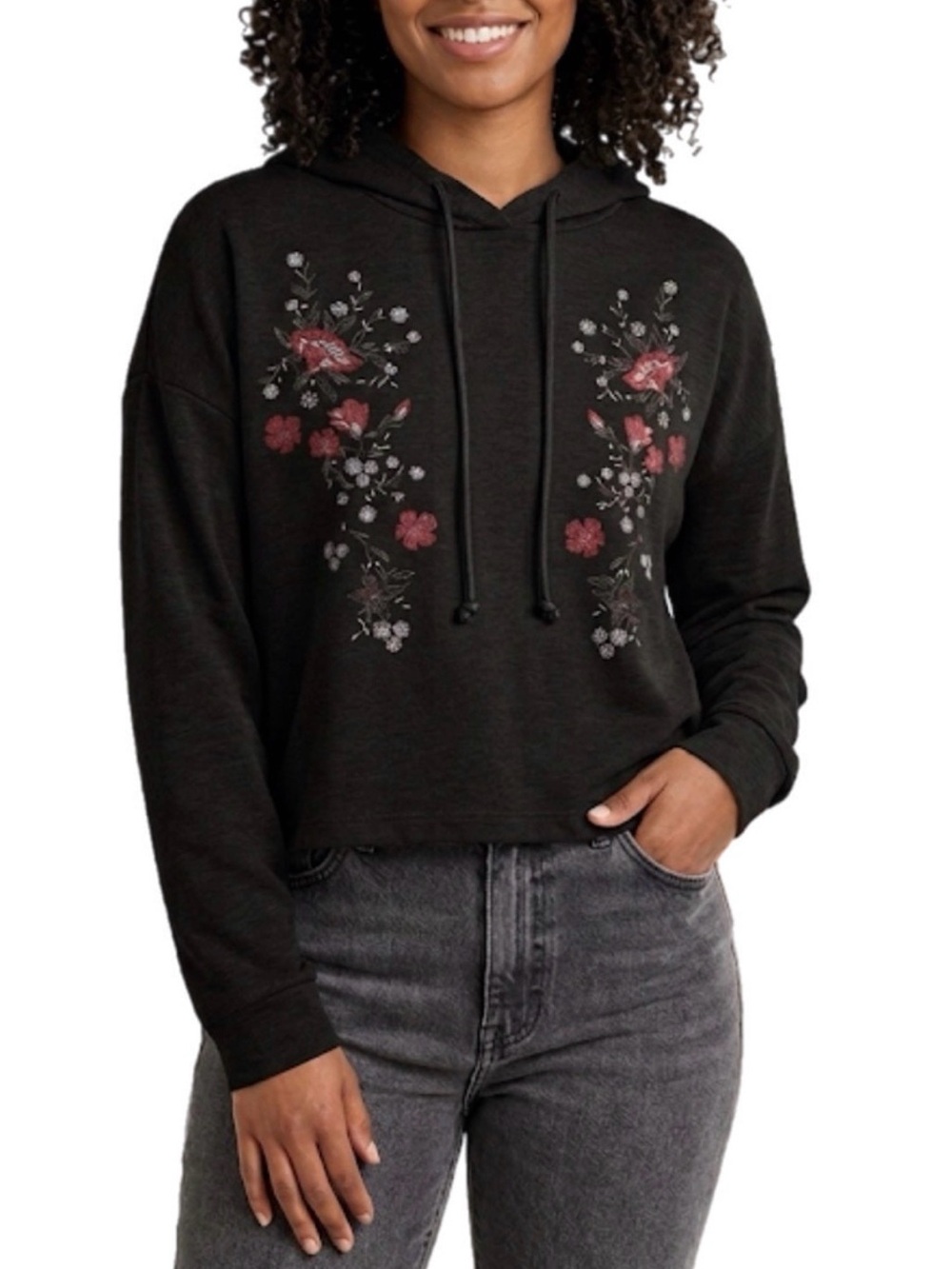 L Large Ginger G Black Floral Comfy Sweatshirt Women’s Hoodie Shirt Women’s